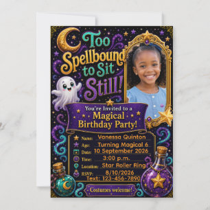 “Too Spellbound to Sit Still!” Personalized Photo Invitation