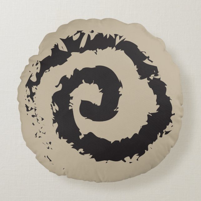 TOO TAN SPIRAL Round Throw Pillow (Front)