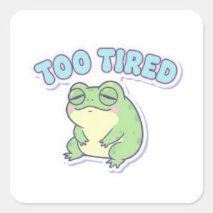Too Tired Frog Sticker Cute Exhausted Frog Meme Ka