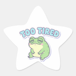 Too Tired Frog Sticker Cute Exhausted Frog Meme Ka