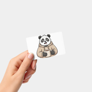 Too Tired to Function Panda Coffee Cartoon Badge