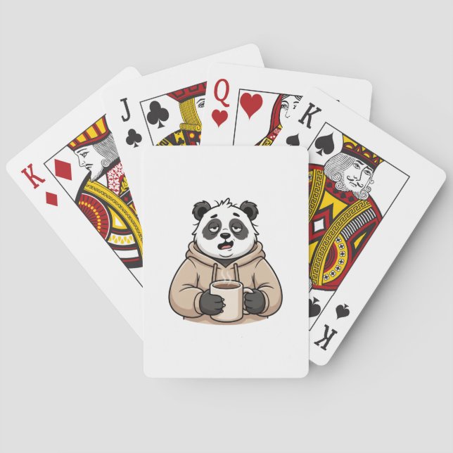 Too Tired to Function Panda Coffee Cartoon Playing Cards (Back)