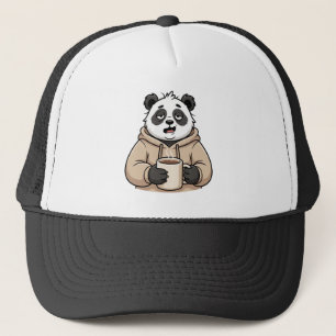 Too Tired to Function Panda Coffee Cartoon Trucker Hat