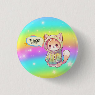 Too Woke Cute Teen Cat Rebel 1 Inch Round Button