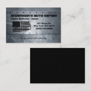 Tool American Flag Metal Design Car Auto Repair Business Card