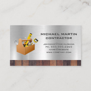 Tool Box   Wood and Metallic Business Card
