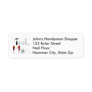 Tool Man spelled with Tools Return Address Labels