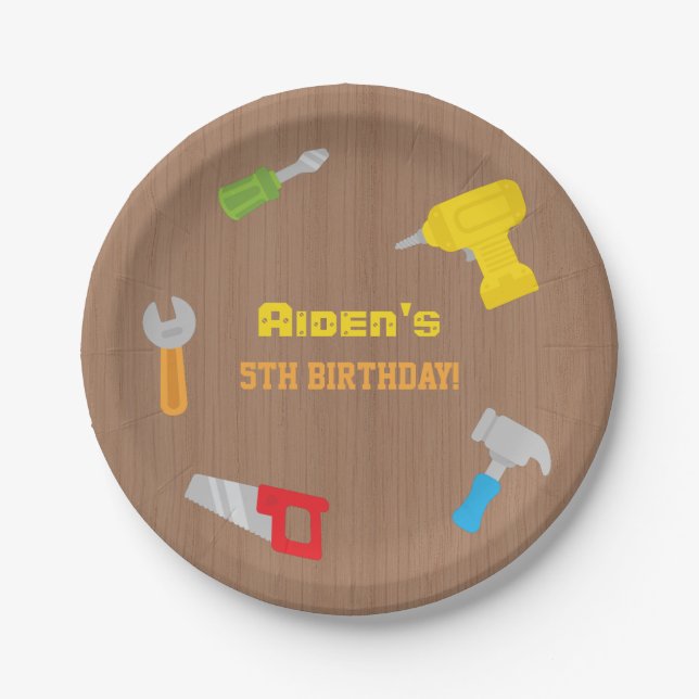 Tool Workshop Boys Birthday Party Supplies Paper Plate (Front)