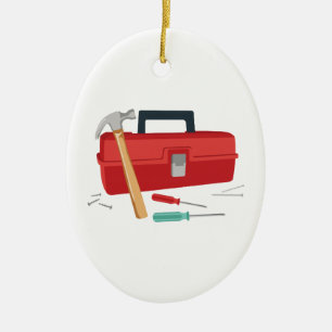 Toolbox And Tools Ceramic Ornament