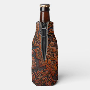 Tooled Leather Bottle Cooler