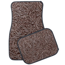 Tooled Leather Dark Brown Chocolate Rustic Look