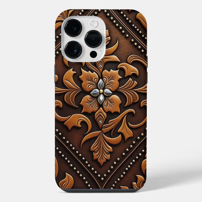 Tooled Leather Design iPhone Case (Back)