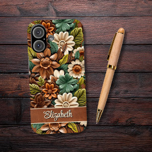 Tooled Leather Personalized iPhone 16 Case