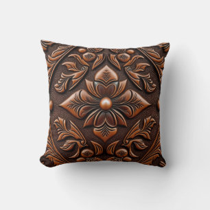 Tooled Leather Throw Pillow