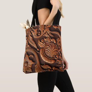 Tooled Leather Tote Bag