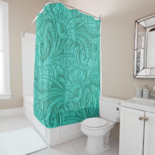 Tooled Leather Turquoise Large Print Western