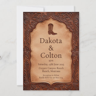 Tooled Leather Western | Country Ranch Wedding Invitation