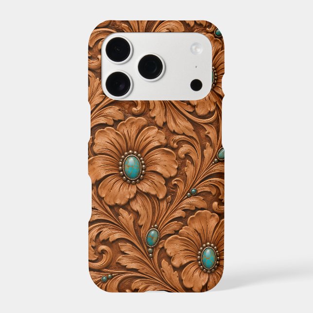 Tooled & Turquoise Western iPhone Case (Back)