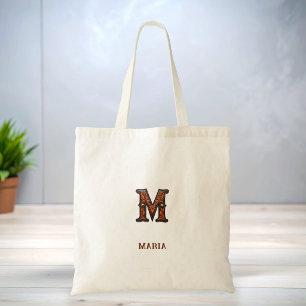 Tooled Western Leather Initial Monogram M Tote Bag