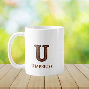 Tooled Western Leather Initial Monogram U Coffee Mug
