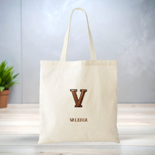 Tooled Western Leather Initial Monogram V Tote Bag