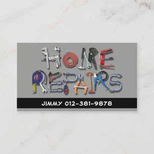 Tools Alphabet Home Repairs Grey Business Card