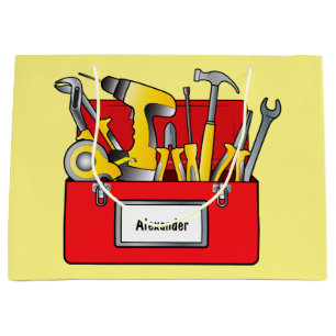 Tools and Tool Box Gift Bag Name Customizable