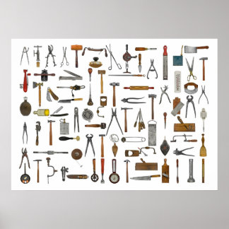 Tools and Utensils. Good Old Days. Poster