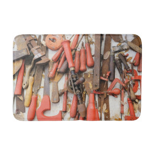 Tools Antique Rustic Red Man Tool Bath Mat