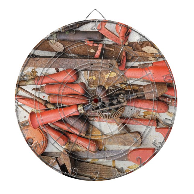 Tools Antique Rustic Red Man Tool Dartboard (Front)