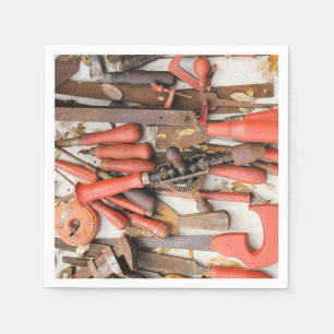 Tools Antique Rustic Red Man Tool Napkin