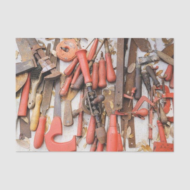 Tools Antique Rustic Red Man Tool Tissue Paper (Front)