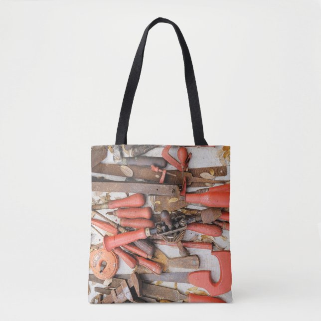 Tools Antique Rustic Red Man Tool Tote Bag (Front)