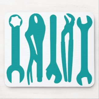 Tools - Aqua on White Mouse Pad