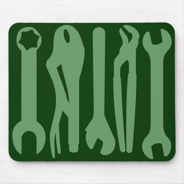 Tools - Army Green on Dark Green Mouse Pad (Front)