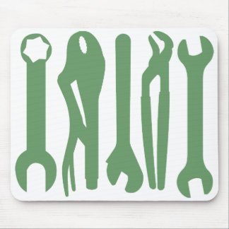 Tools - Army Green on White Mouse Pad