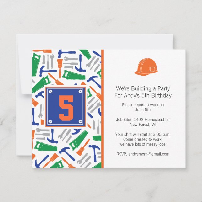 Tools Birthday Invitation For Picture (Front)