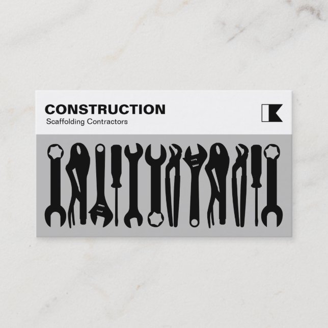 Tools - Black on Grey c1c1c1 Business Card (Front)