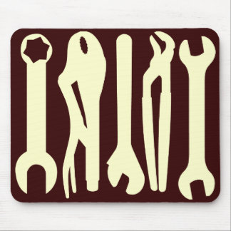 Tools - Cream on Dark Brown Mouse Pad