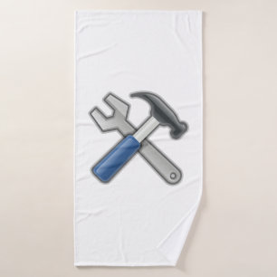 Tools, Hammer and Wrench Bath Towel