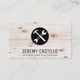 Tools   Hardware Logo   Wooden Boards Background Business Card