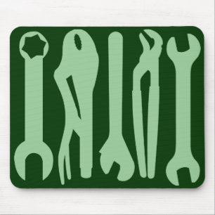 Tools - Light Green on Dark Green Mouse Pad