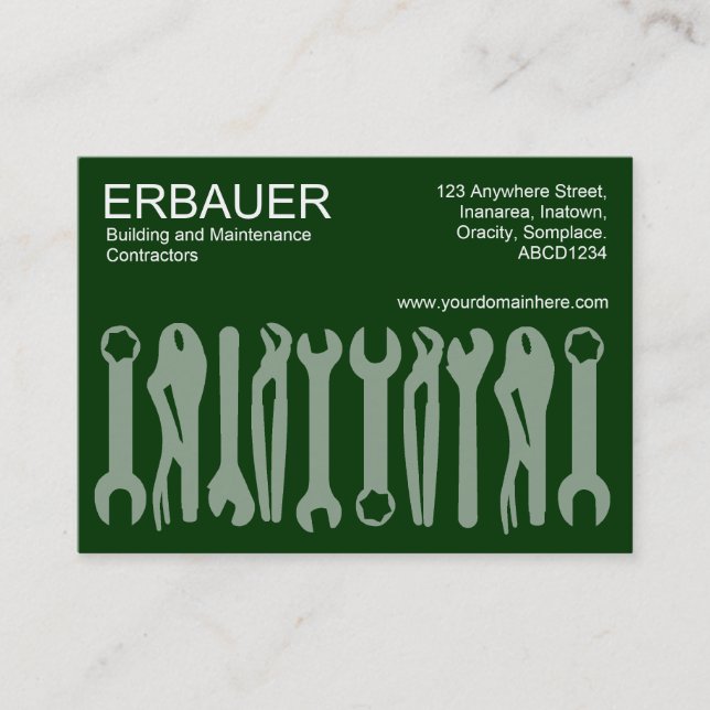 Tools of the Trade (Chubby) - Dark Green Business Card (Front)