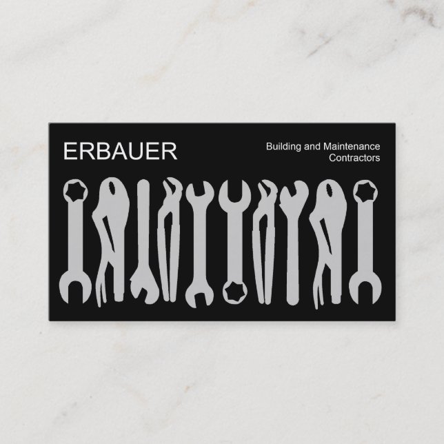 Tools of the Trade - Grey on Black Business Card (Front)