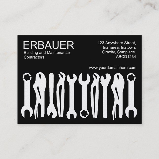 Tools of the Trade - White on Black (Gold) Business Card (Front)