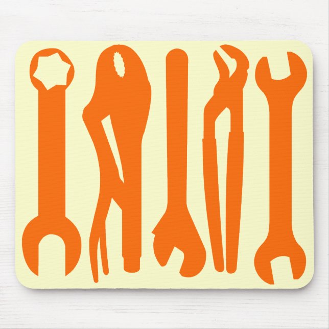 Tools - Orange on Cream Mouse Pad (Front)