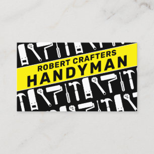 Tools pattern black yellow business card