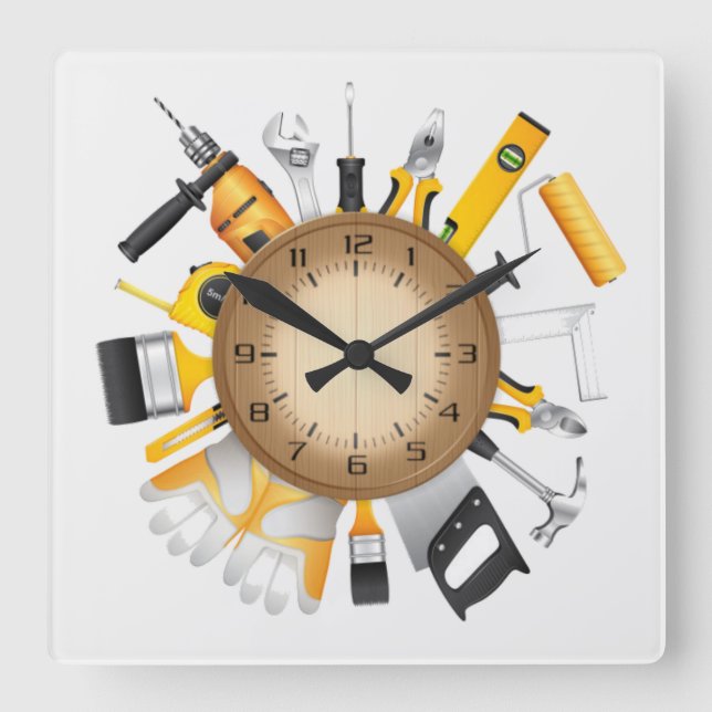 Tools Square Wall Clock (Front)