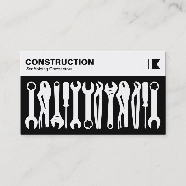 Tools - White on Black Business Card (Front)