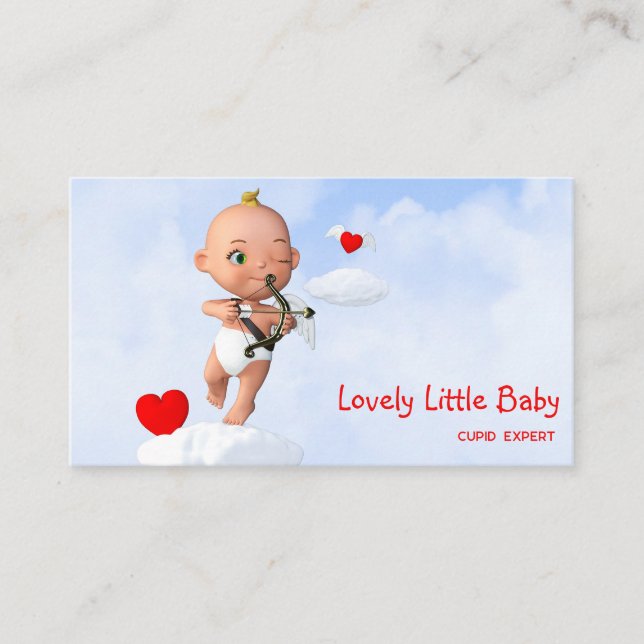 Toon Baby Cupid Flying with a Bow and Arrow Business Card (Front)